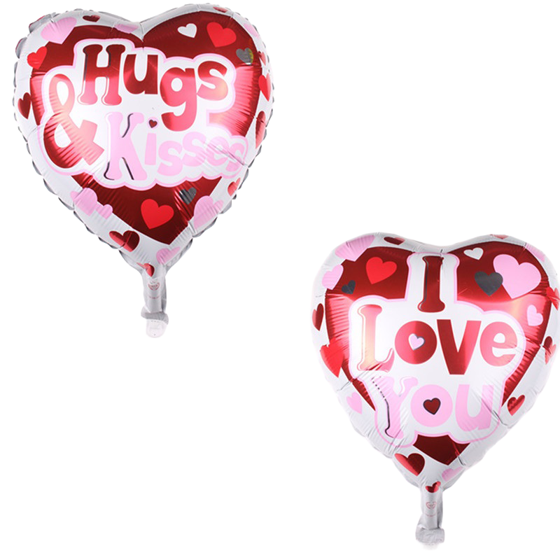18" Two-Sided 'I Love You and Hugs & Kisses' Heart Shaped Balloon image 0