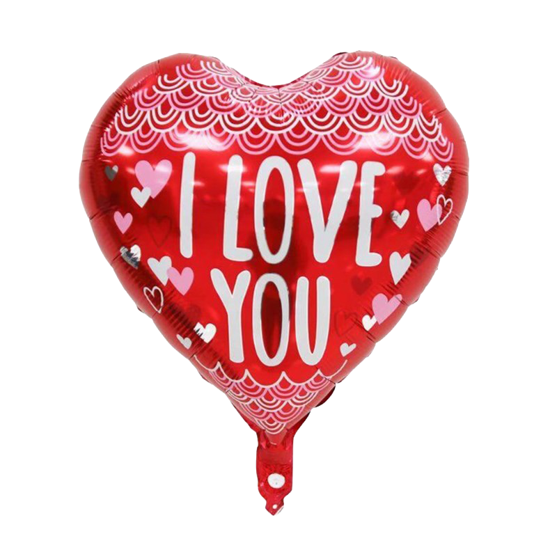 18" Red w/Pink & White Hearts 'I Love You' Balloon image 0