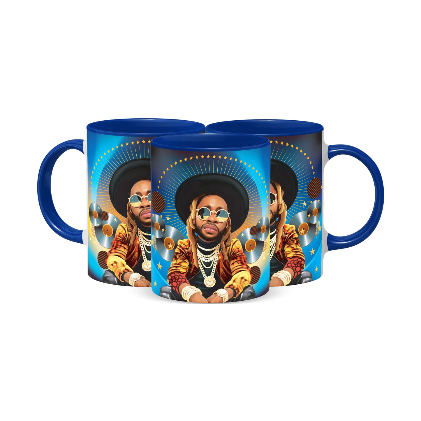 Hip Hop Caricature Ceramic Coffee Mug with Color Handle/Rim