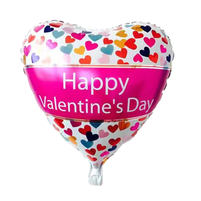 18" Pink & White w/Multicolored Hearts 'Happy Valentine's Day' Balloon image 0