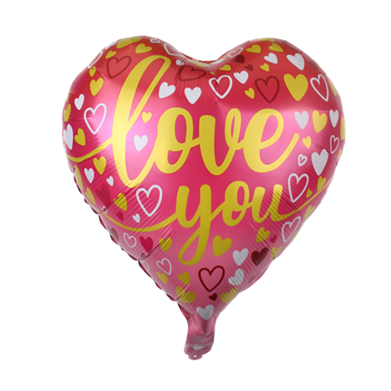 18" Pink w/Gold Letters Heart Shaped 'Love You' Balloon image 0