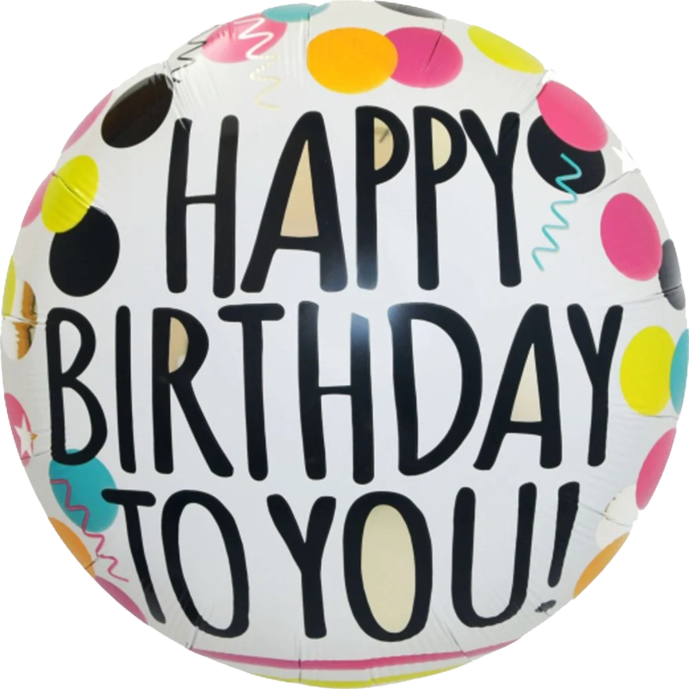 18" Black Letters 'Happy Birthday To You' Dotted Balloon image 0