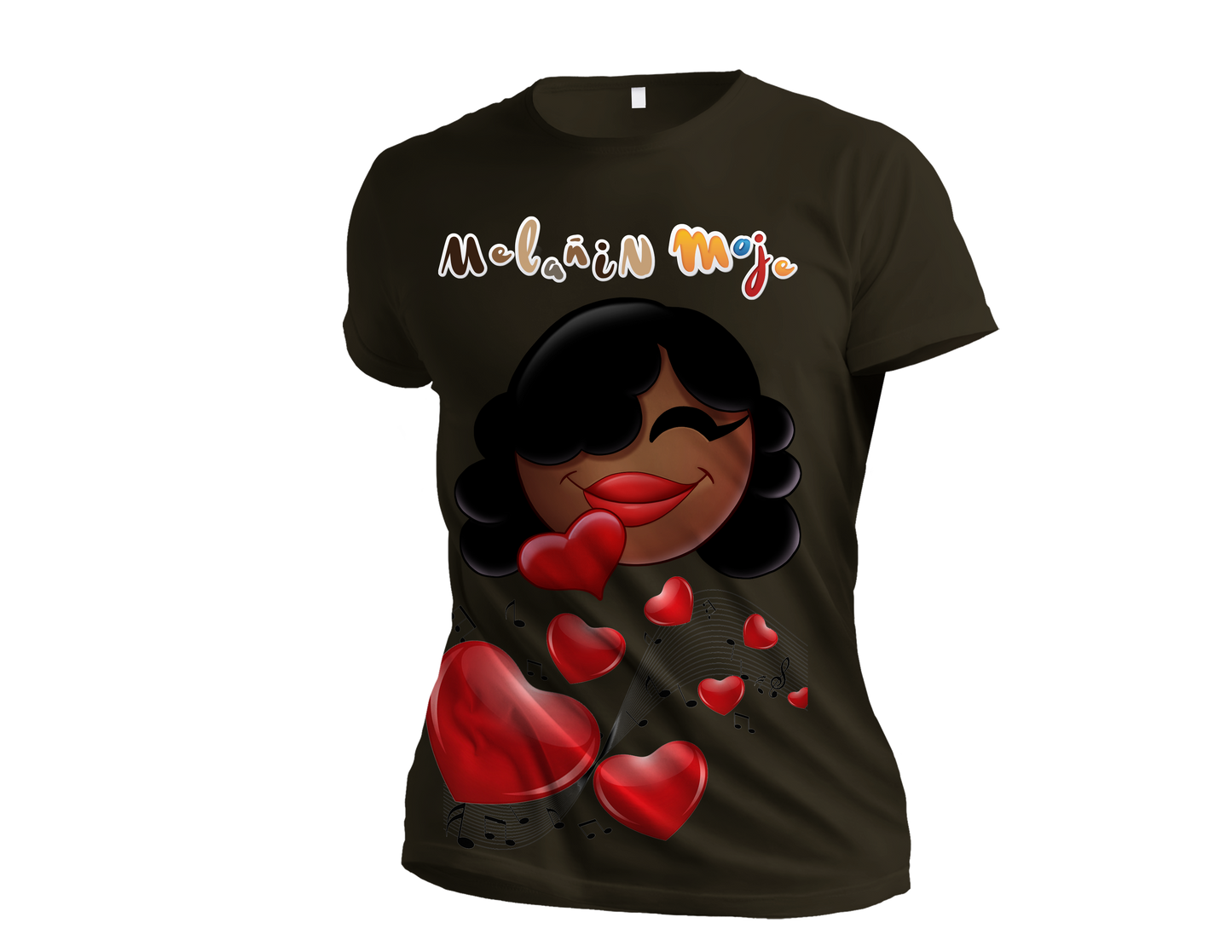 MELANIN "BEAUTIFUL HEARTS" EMOJI PREMIUM GRAPHIC T-SHIRT image 0