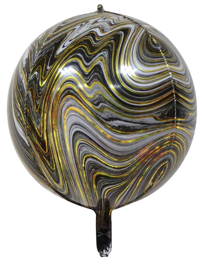 22" 4D Marble Black & Gold Balloon image 0