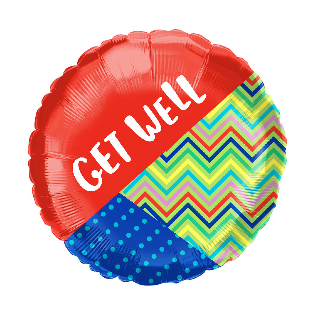 10" 'Get Well' 'Red & Geometric Print' Balloon image 0