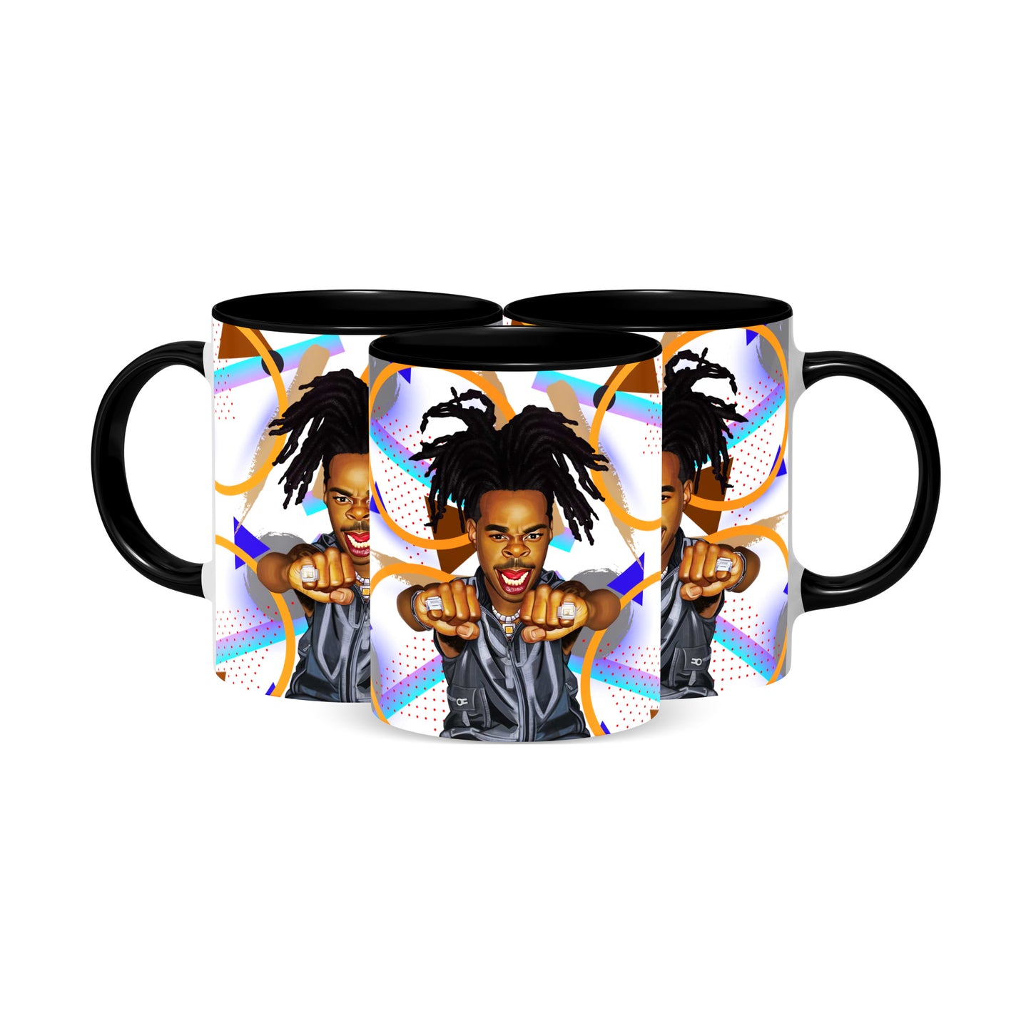 Hip Hop Caricature Ceramic Coffee Mug with Color Handle/Rim