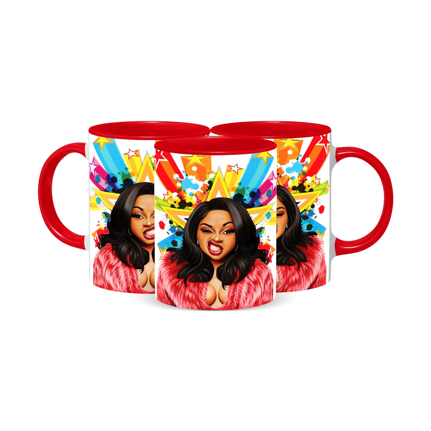 Hip Hop Caricature Ceramic Coffee Mug with Color Handle/Rim