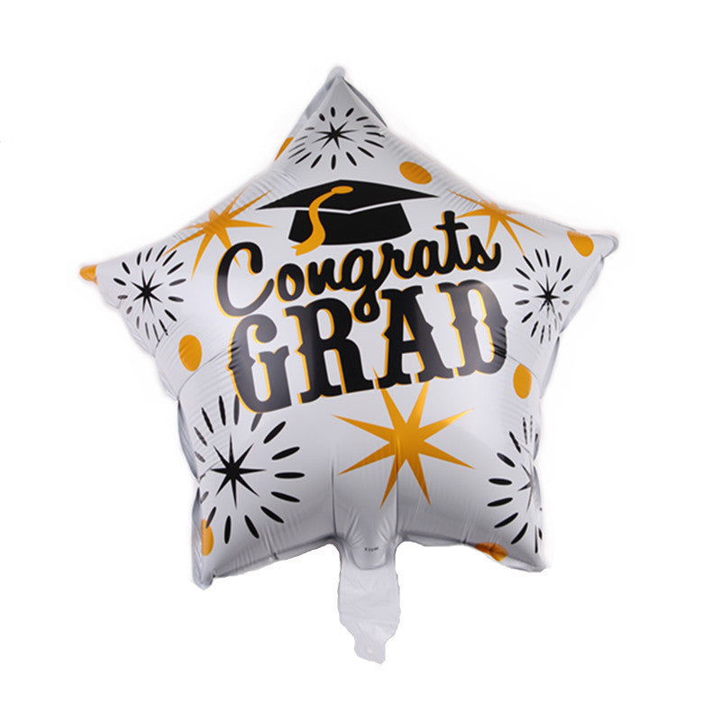 18" White 'Congrats Grad' Star Shaped Graduation Balloon