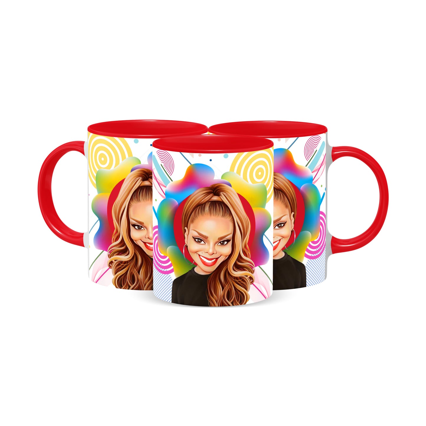 Hip Hop Caricature Ceramic Coffee Mug with Color Handle/Rim