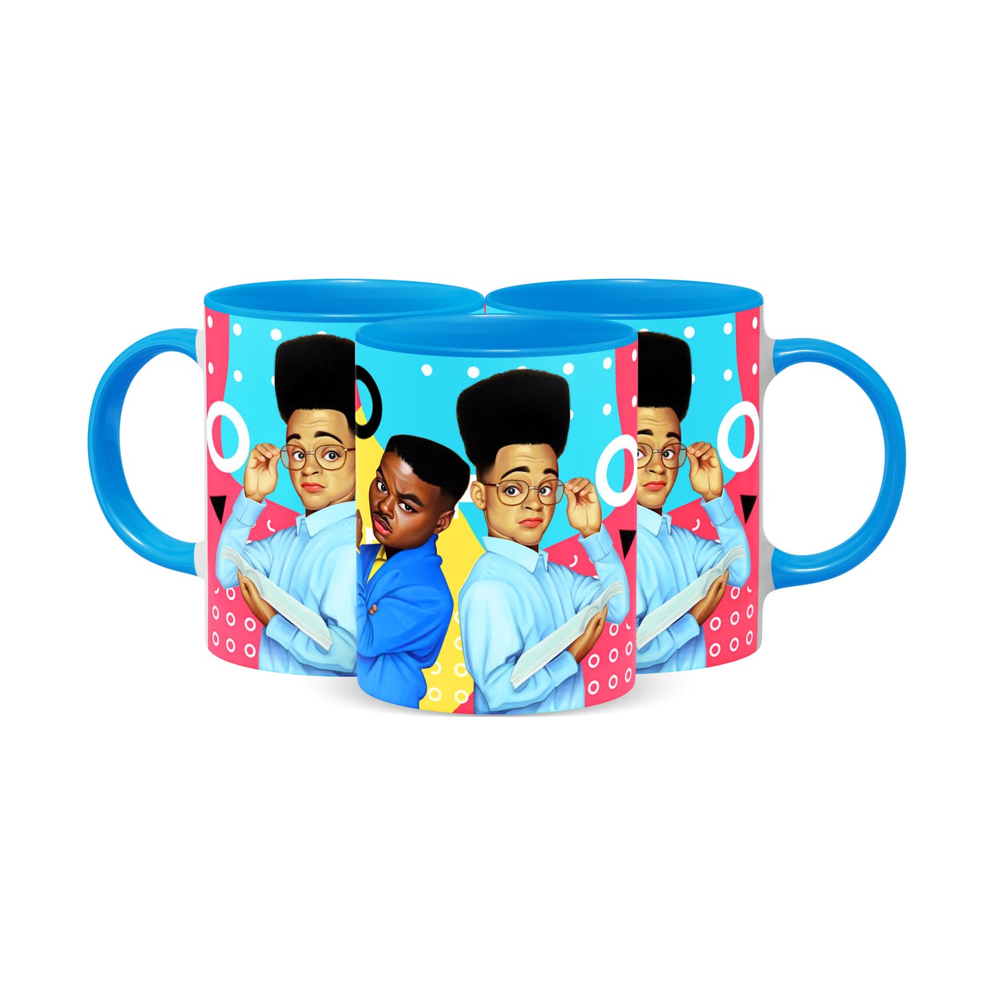 Hip Hop Caricature Ceramic Coffee Mug with Color Handle/Rim
