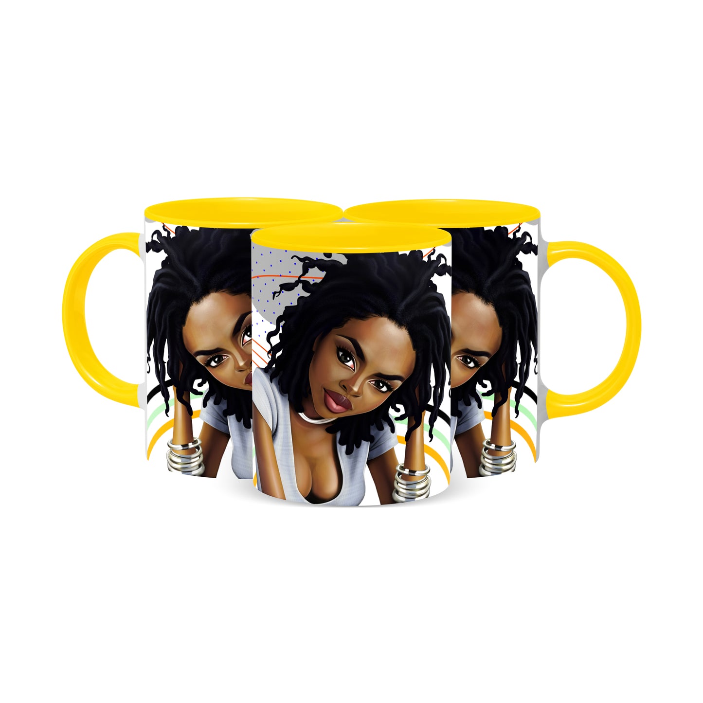 Hip Hop Caricature Ceramic Coffee Mug with Color Handle/Rim