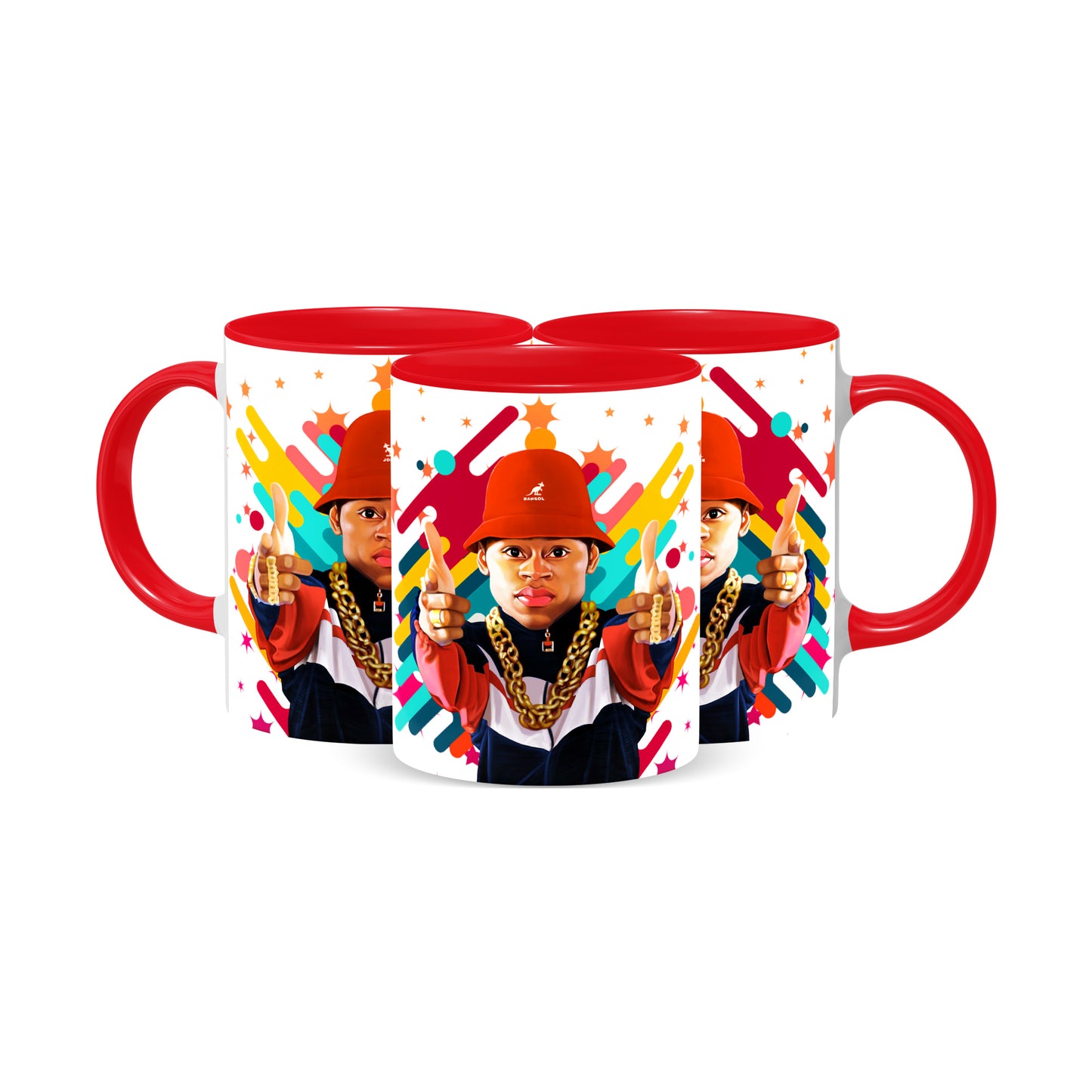 Hip Hop Caricature Ceramic Coffee Mug with Color Handle/Rim