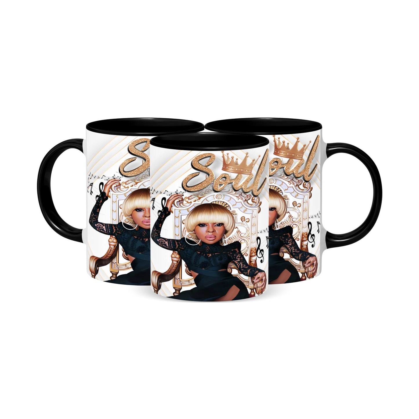Hip Hop Caricature Ceramic Coffee Mug with Color Handle/Rim