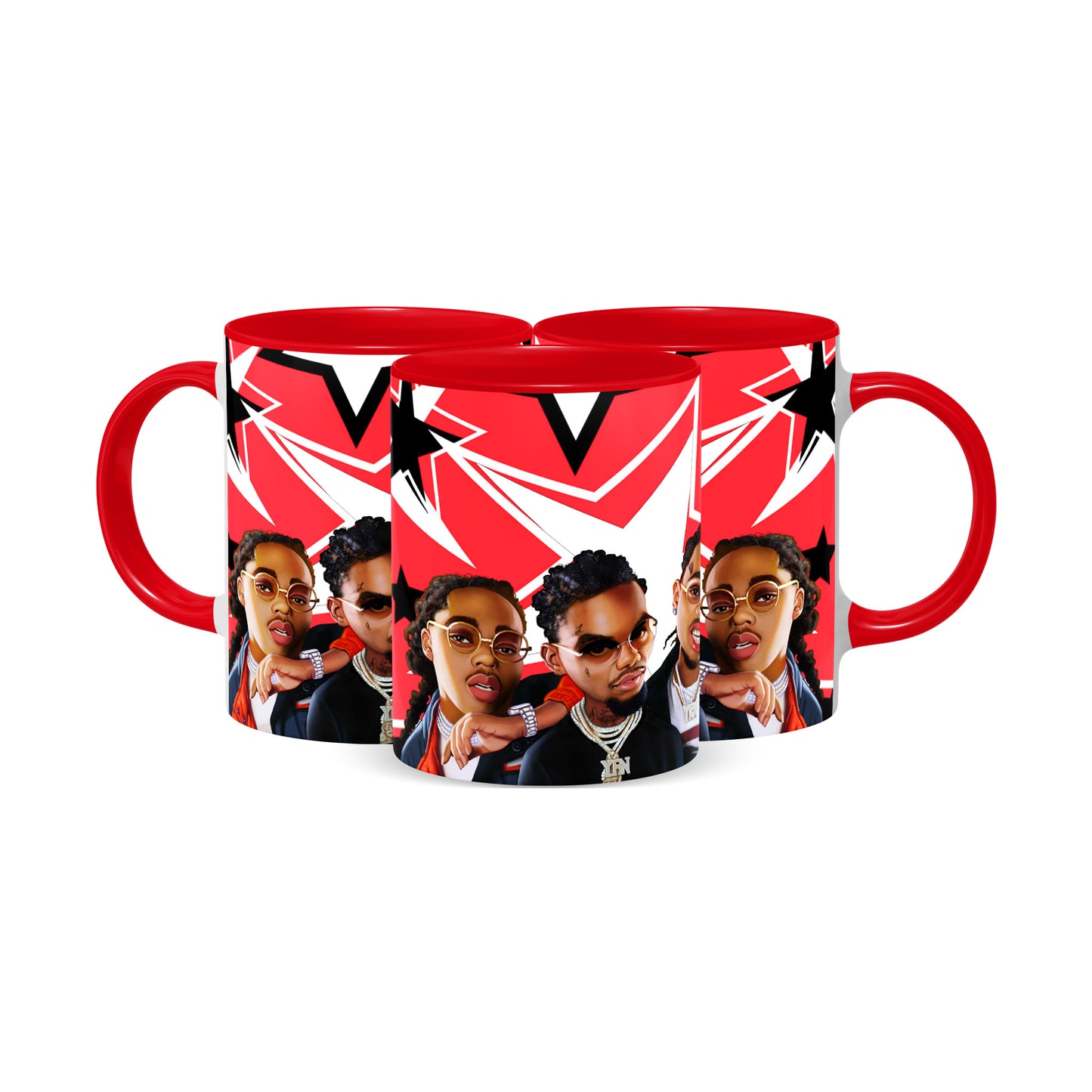 Hip Hop Caricature Ceramic Coffee Mug with Color Handle/Rim