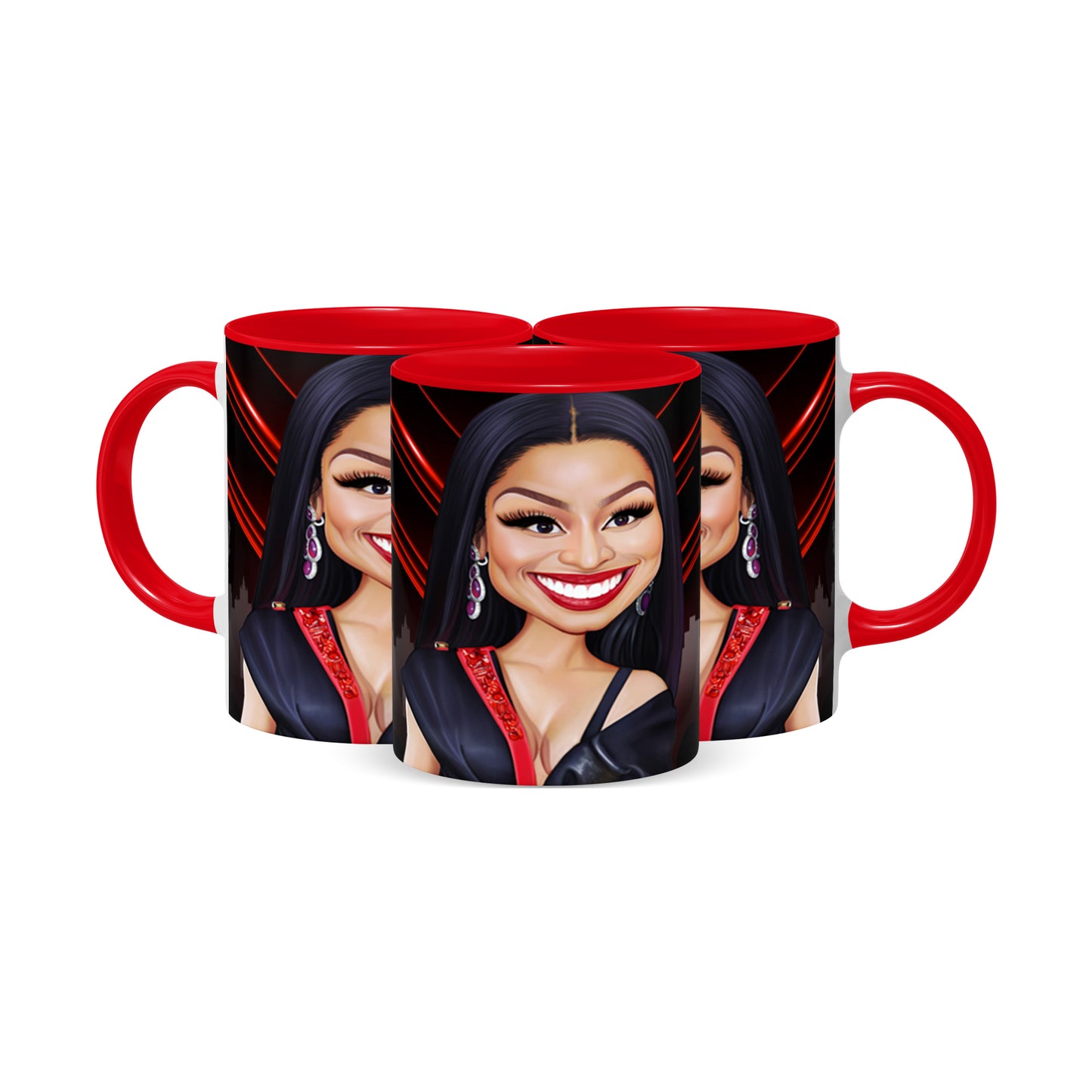 Hip Hop Caricature Ceramic Coffee Mug with Color Handle/Rim