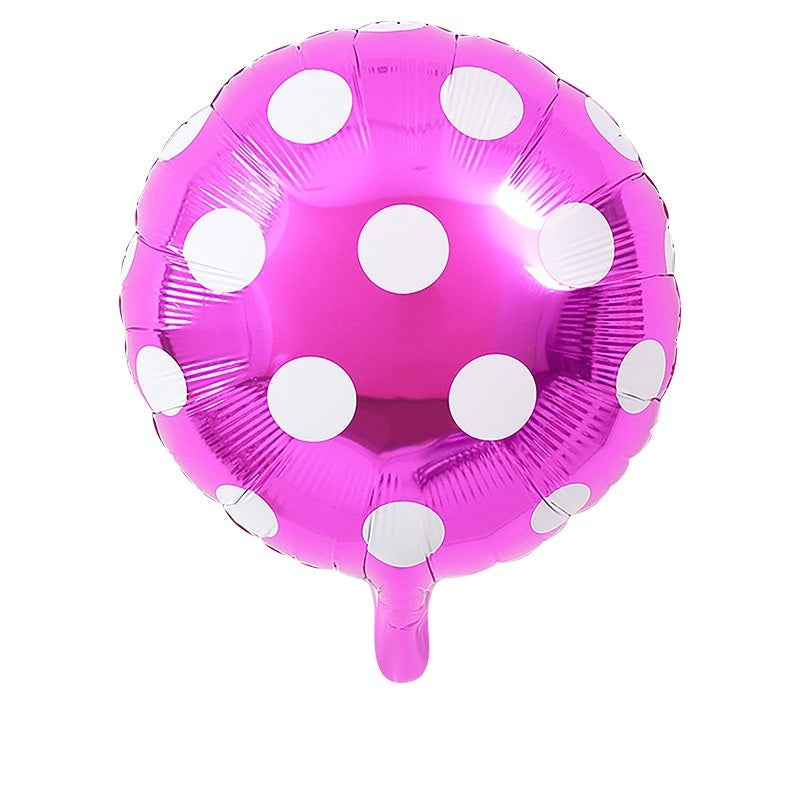 18" Rose Red Polka Dot Round Foil Balloons