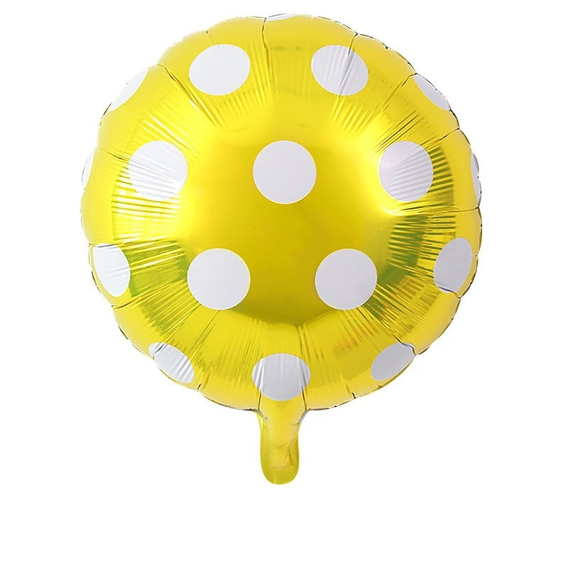 18" Yellow Polka Dot Round Foil Balloons