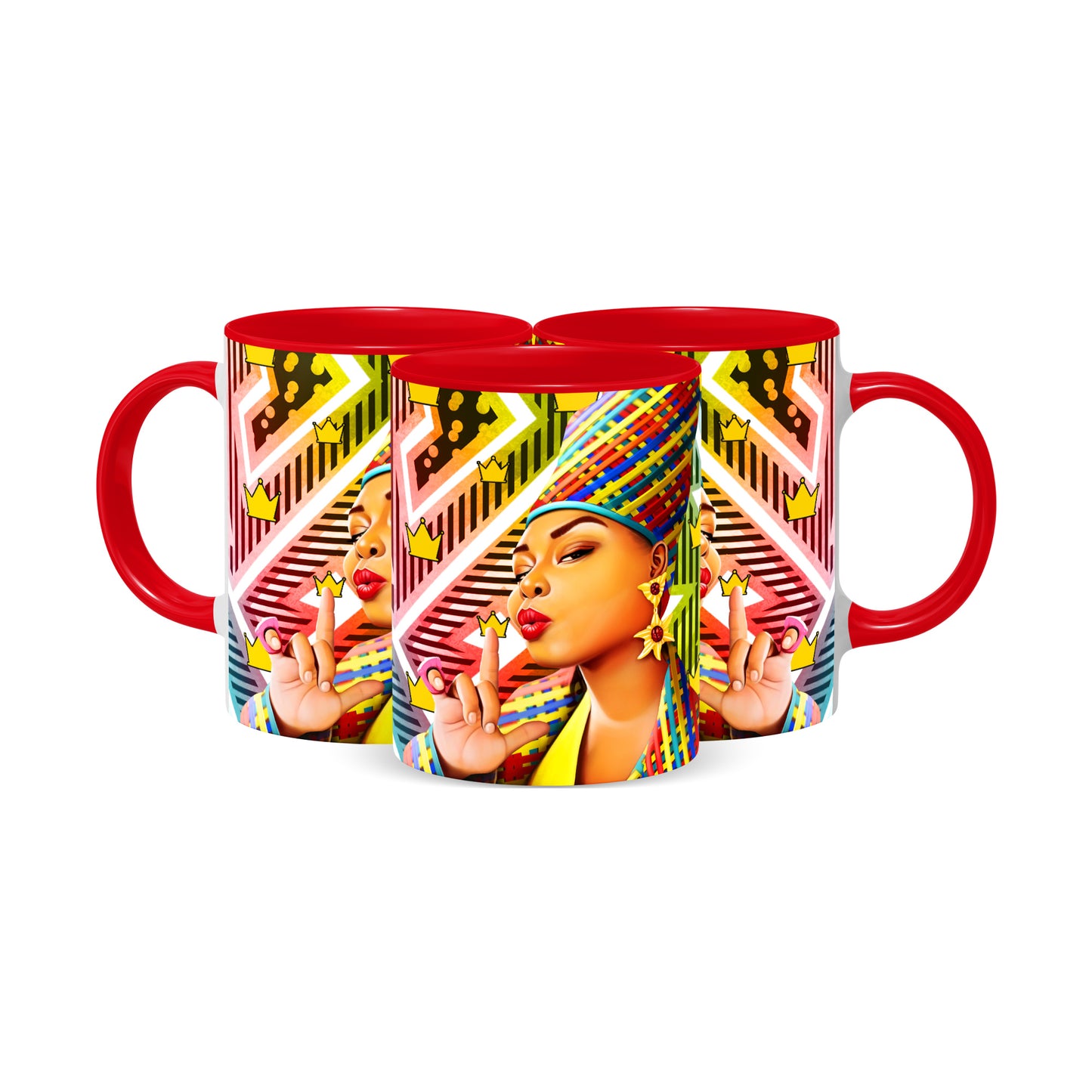 Hip Hop Caricature Ceramic Coffee Mug with Color Handle/Rim