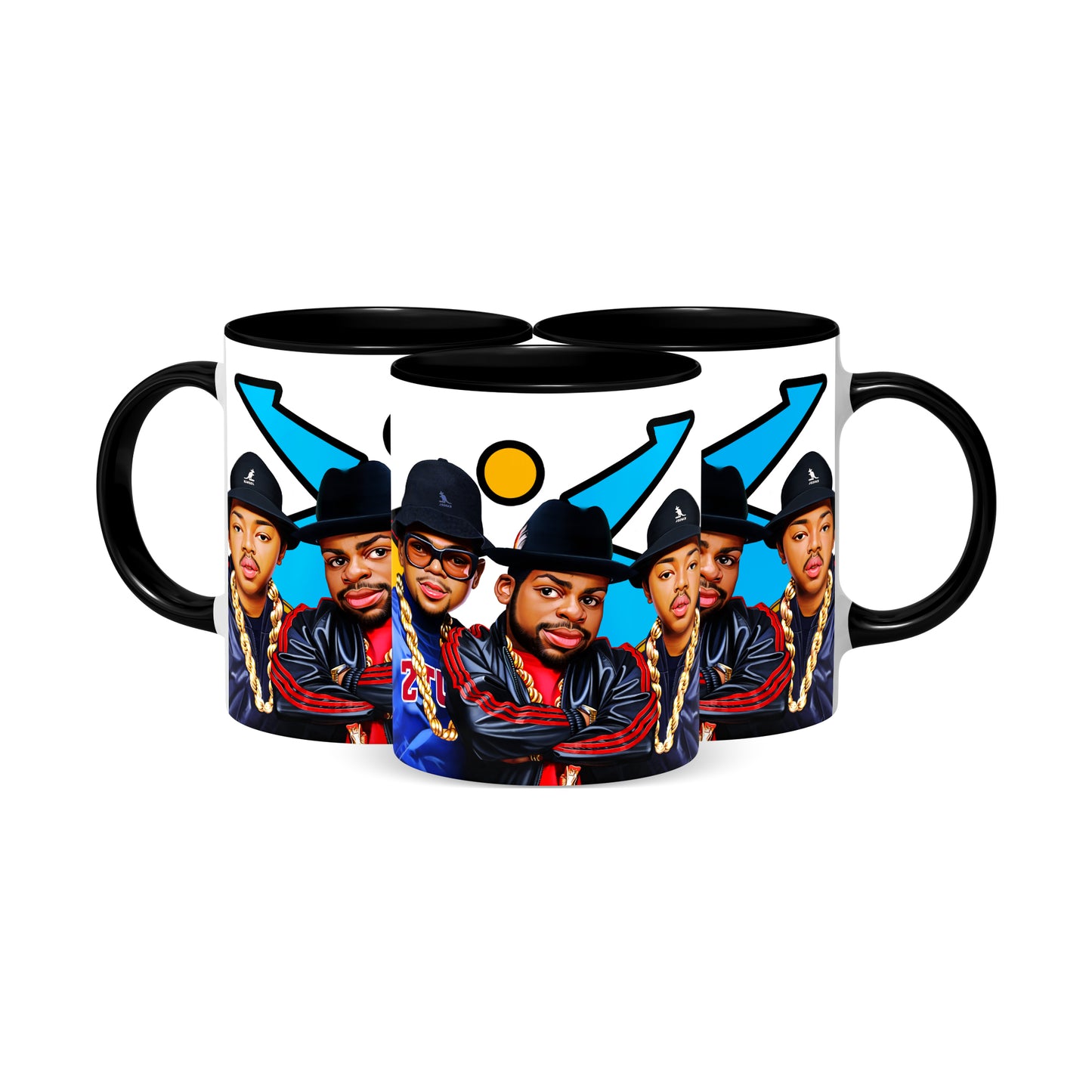 Hip Hop Caricature Ceramic Coffee Mug with Color Handle/Rim
