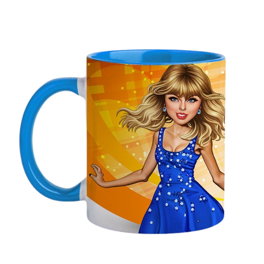 Hip Hop Caricature Ceramic Coffee Mug with Color Handle/Rim