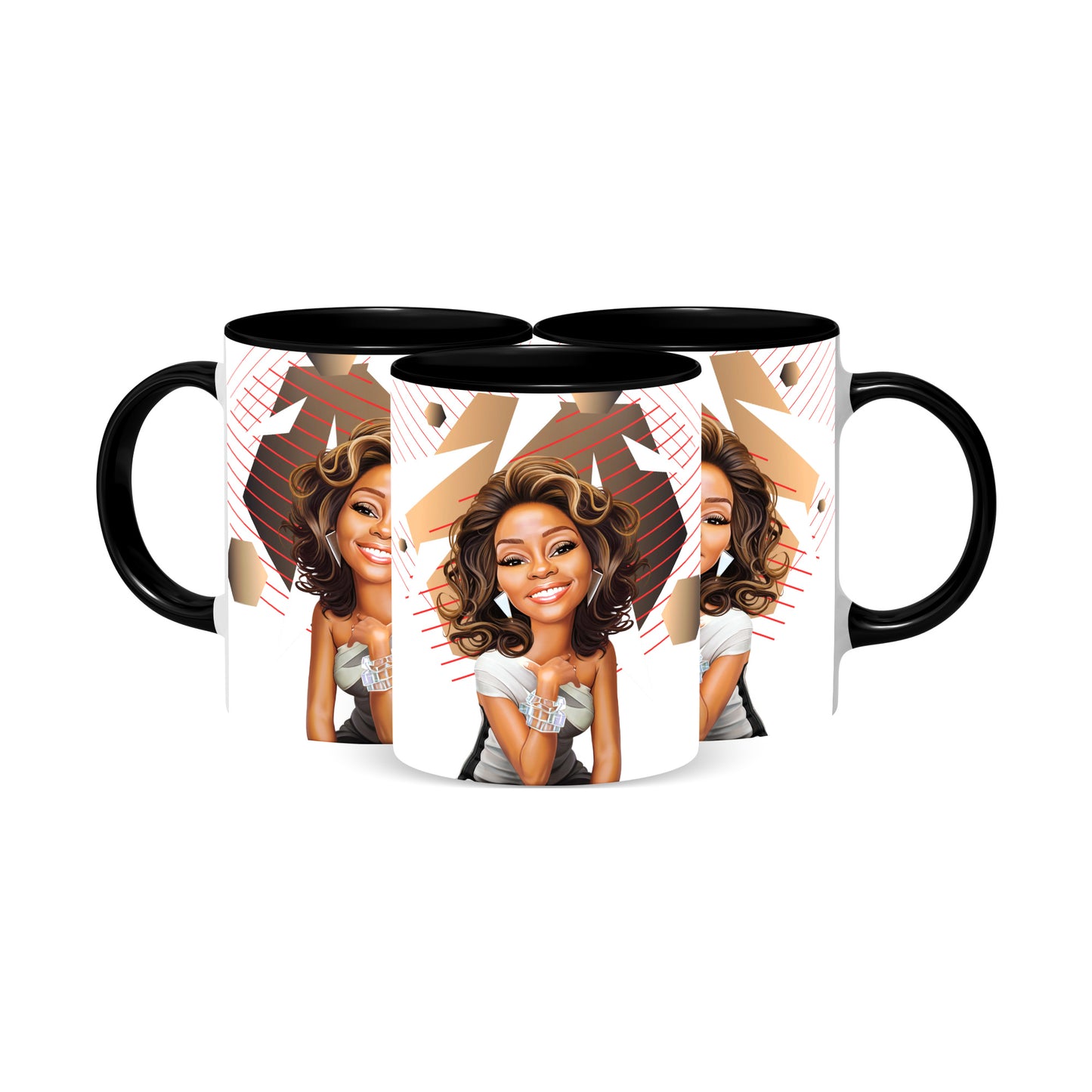 Hip Hop Caricature Ceramic Coffee Mug with Color Handle/Rim