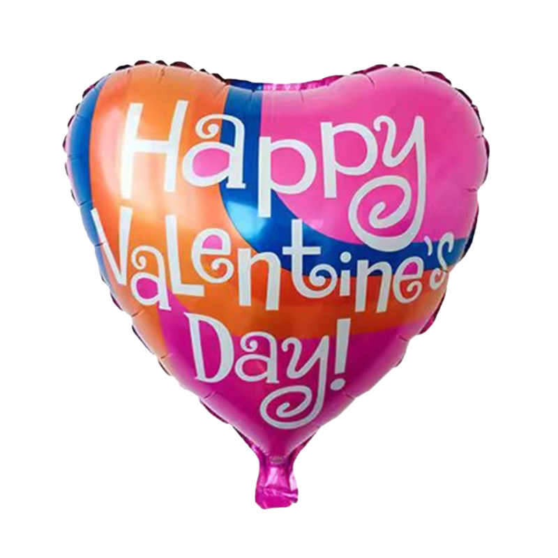 18" Pink, Orange & Blue 'Happy Valentine's Day' Balloon image 0