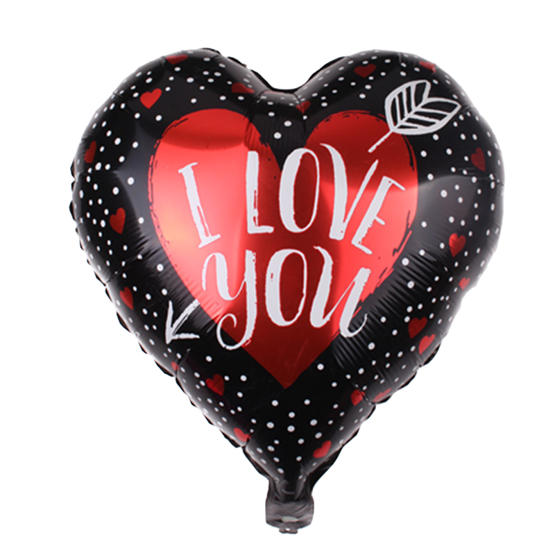 18" Black w/Red Heart & White Letters 'I Love You' Balloon image 0