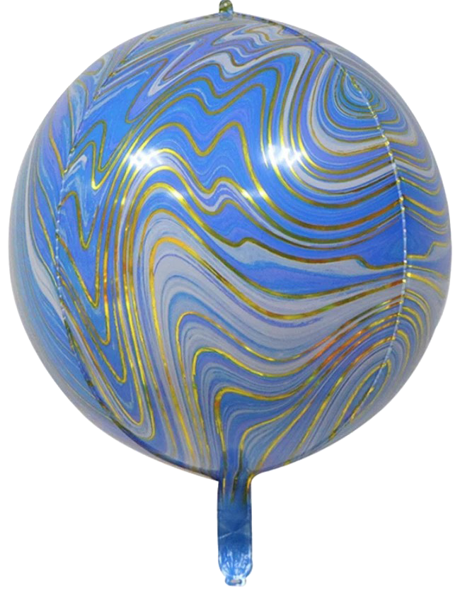22" 4D Marble Blue & Gold Balloon image 0