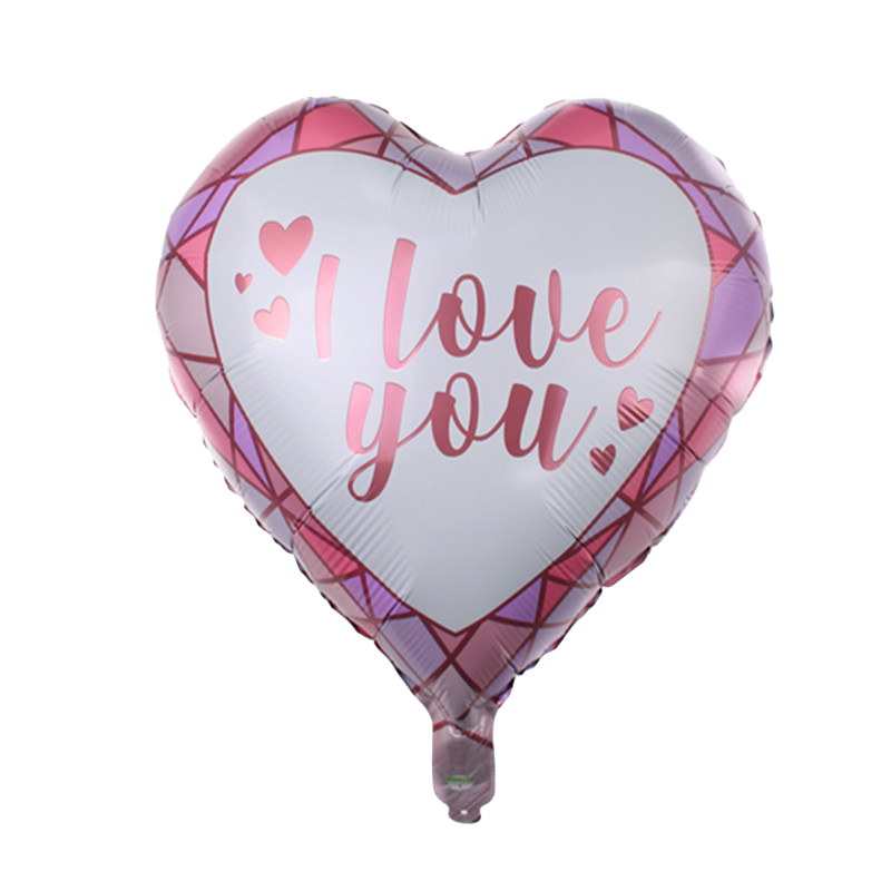 18" Geometric Print Heart Shaped 'I Love You' Foil Balloon image 0