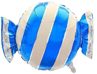 18" Blue Striped Candy Wrapper Shaped Foil Balloon image 0