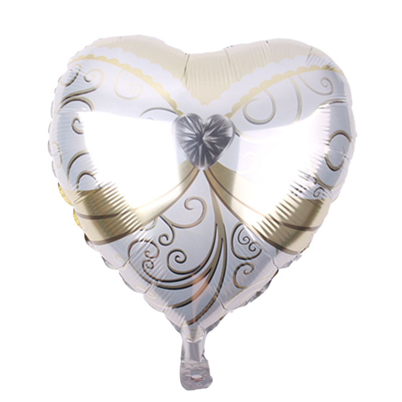 18" Silver, White & Gold Heart Diamond Heart Shaped Balloon image 0