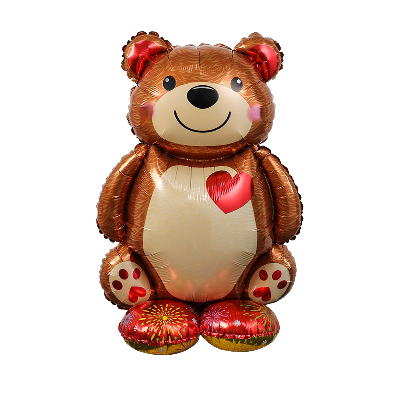 36" Heart Teddy Bear Foil Balloon w/Feet image 0