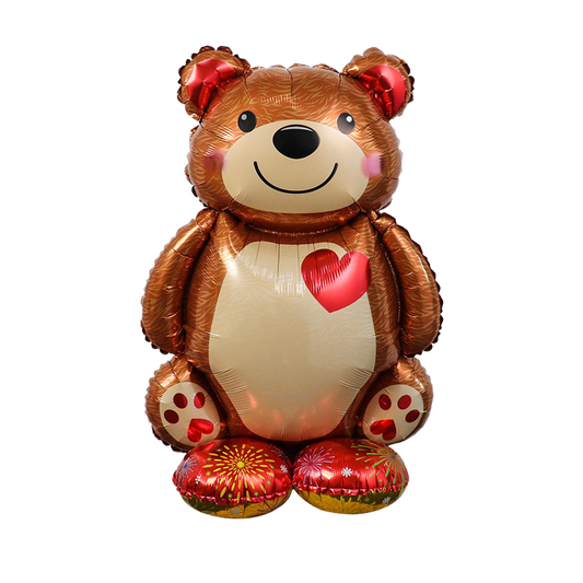 36" Heart Teddy Bear Foil Balloon w/Feet image 0