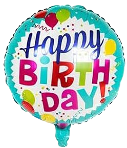 18" 'Happy Birthday' Bold Letters w/Balloons & Confetti Balloon image 0