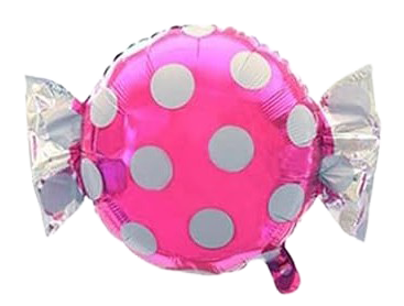 18" Bright Pink Polka Dot Candy Wrapper Shaped Foil Balloon image 0
