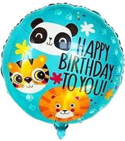 18" 'Happy Birthday To You' Panda, Cat & Tiger Balloon image 0