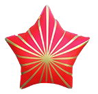 18" Matte Red Golden Rays Star Shaped Balloon image 0