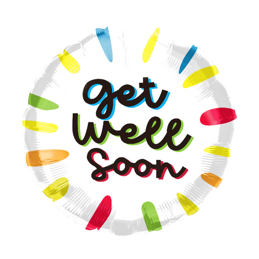 10" White 'Get Well Soon' Multi-color Sparks' Balloon image 0