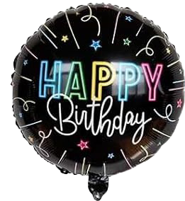 18" 'Happy Birthday' Black & Multi Balloon image 0