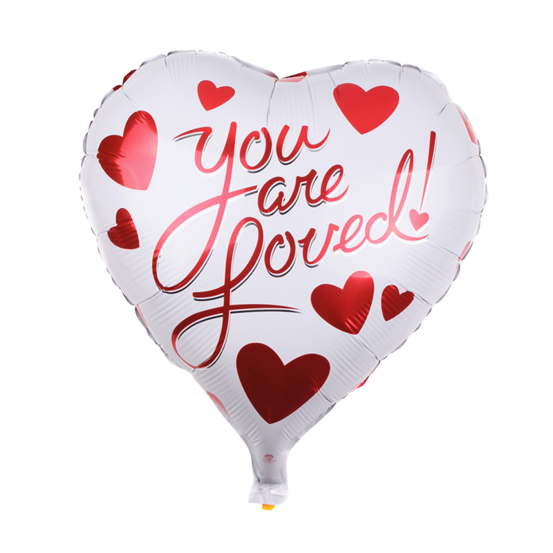 18"White w/Red 'You Are Loved' Balloon image 0