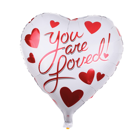 18"White w/Red 'You Are Loved' Balloon image 0