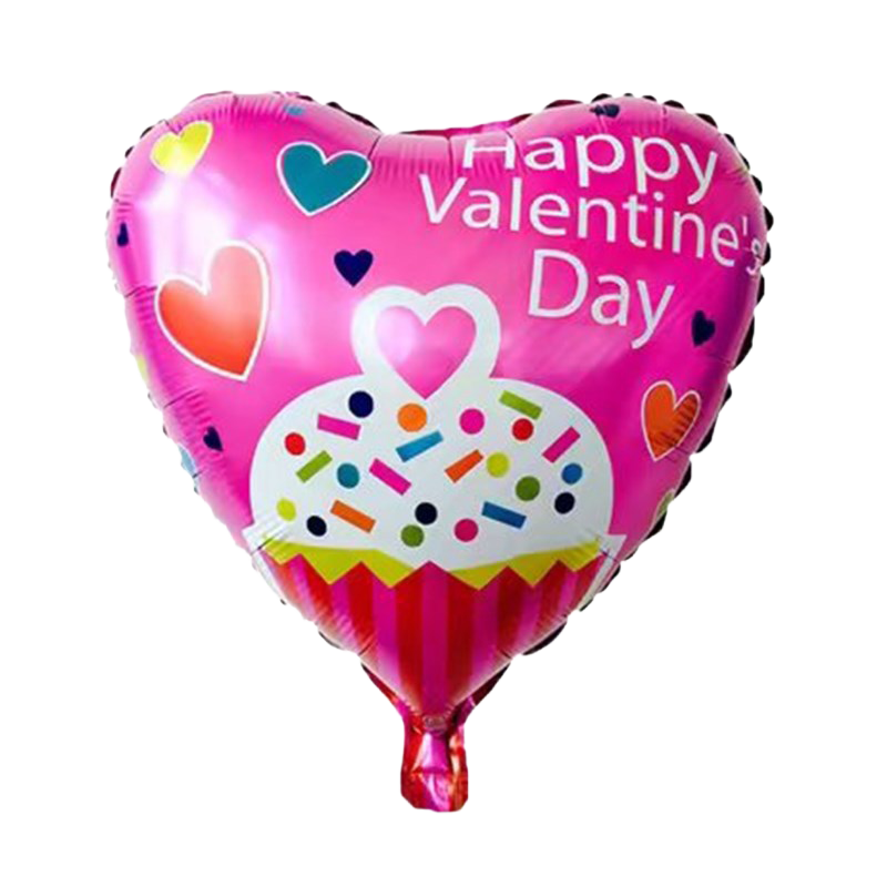 18" Pink, Cupcake & Hearts 'Happy Valentine's Day' Balloon image 0