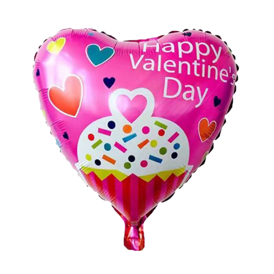 18" Pink, Cupcake & Hearts 'Happy Valentine's Day' Balloon image 0
