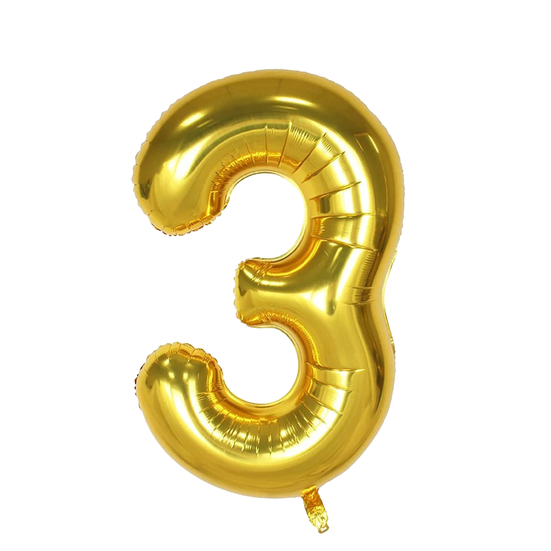 40" Jumbo Number '3' Gold Foil Balloon image 0