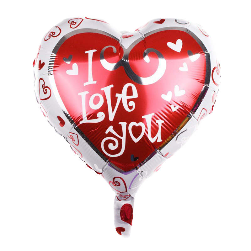 18" Red w/White Border 'I Love You' Heart Shaped Balloon image 0