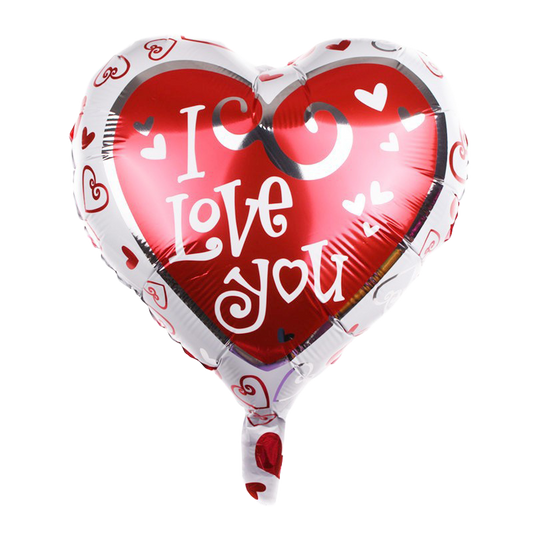 18" Red w/White Border 'I Love You' Heart Shaped Balloon image 0