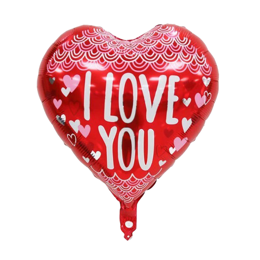 18" Red w/Pink & White Hearts 'I Love You' Balloon image 0