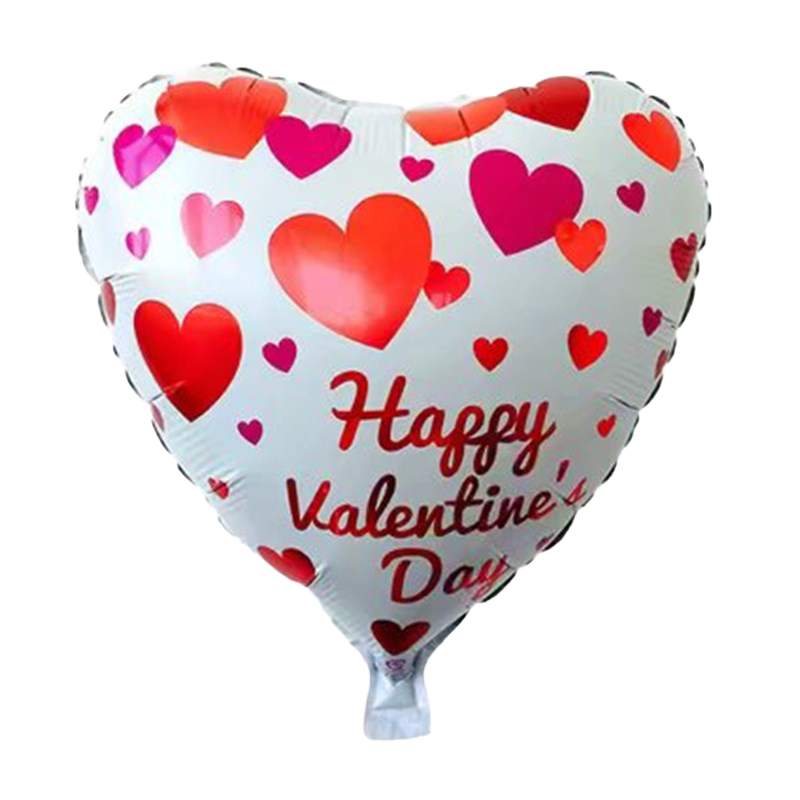 18" White w/Pink & Red Hearts 'Happy Valentine's Day' Balloon image 0