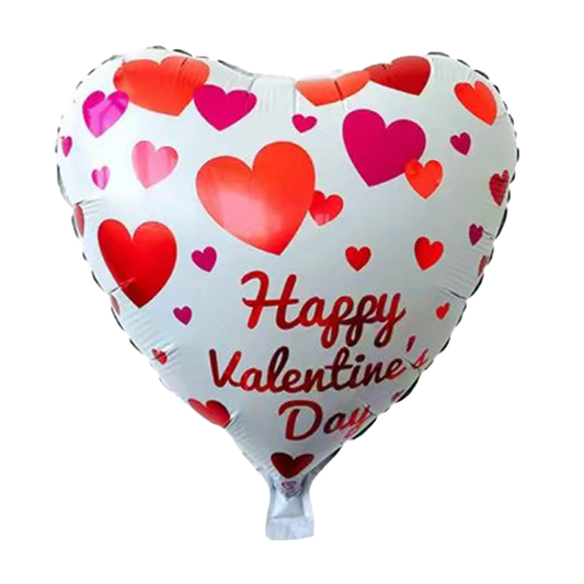 18" White w/Pink & Red Hearts 'Happy Valentine's Day' Balloon image 0