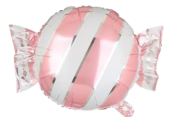 18" Light Pink Striped Candy Wrapper Shaped Foil Balloon image 0
